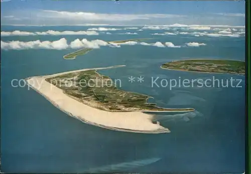 Amrum Nordseeinsel mit Insel Foehr Suedspitze Insel Sylt Fliegeraufnahme Kat. Nebel