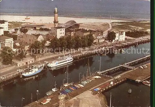 Warnemuende Ostseebad Alter Strom Teepott Leuchtturm Luftbildserie Interflug Kat. Rostock