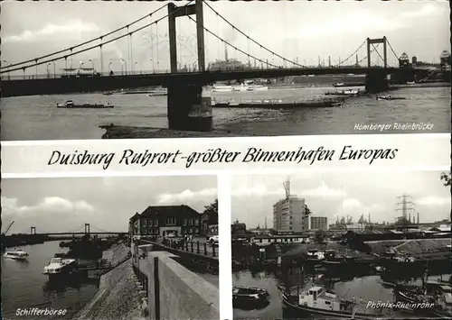 Duisburg Ruhr Homberger Rheinbruecke Schifferboerse Phoenix Rheinrohr Binnenhafen Kat. Duisburg