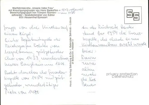 Hessenthal Spessart Wallfahrtskirche Unsere liebe Frau Kat. Mespelbrunn