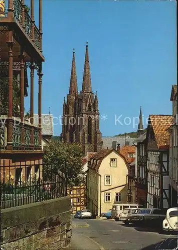Marburg Lahn Roter Graben und Elisabethkirche Kat. Marburg
