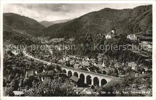 Hornberg Schwarzwald Gesamtansicht mit Viadukt Kat. Hornberg