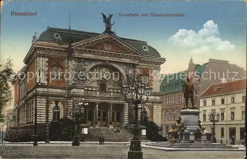 Duesseldorf Kunsthalle mit Bismarckdenkmal Kat. Duesseldorf