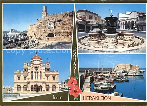 Heraklion Iraklio Schloss Brunnen Hafenpartie Kat. Insel Kreta