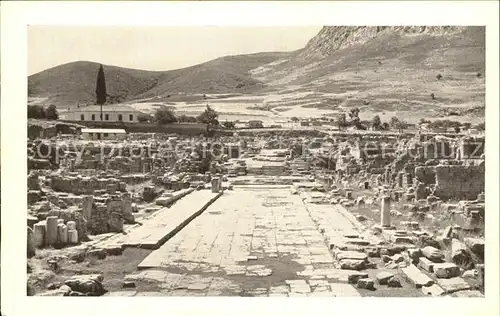 Corinth Korinth The Lechaion Road leading to the Agora Ruinen Antike Staette Kat. Peloppones