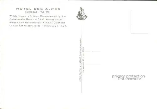 Cortina d Ampezzo Hotel des Alpes Kat. Cortina d Ampezzo