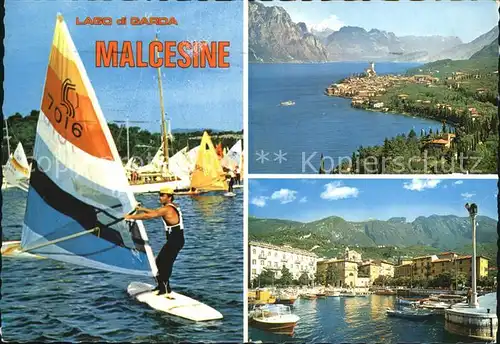 Malcesine Lago di Garda Panorama Surfen Hafen Kat. Malcesine