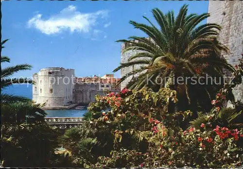 Dubrovnik Ragusa Stadttor Ploce mit Festungsturm des hl Ivan Kat. Dubrovnik