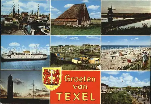 Texel Hafen Stall Windmuehle Fahrgastschiff Camping Strandpartie Leuchtturm Kat. Niederlande