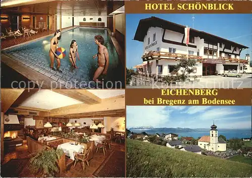 Eichenberg Vorarlberg Hotel Schoenblick Hallenbad Gastraum Kirche Bodensee Kat. Eichenberg