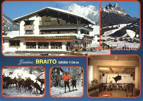Graen Tirol Gaestehaus Braito Gaststube Ortsblick Wildfuetterung Langlauf Kat. Graen