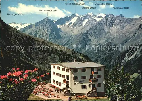 Neustift Stubaital Tirol Panoramablick von der Elferhuette Bergrestaurant Stubaier Alpen Kat. Neustift im Stubaital