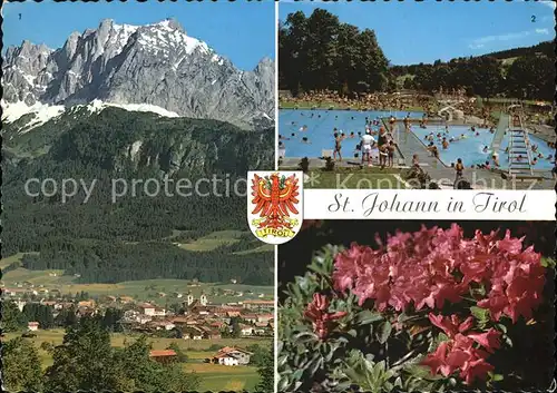 St Johann Tirol Wilder Kaiser Schwimmbad Panorama Alpenrosen Kat. St. Johann in Tirol