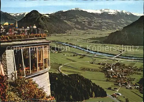 Wiesing Tirol Panorama Blick von der Kanzelkehre Inntal Autobahn Zillertal Alpen Kat. Wiesing Schwaz