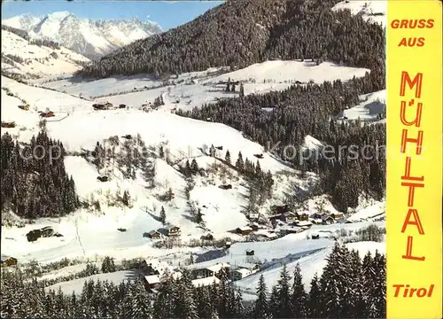 Muehltal Wildschoenau Winterpanorama gegen Oberau und Wilden Kaiser Kat. Wildschoenau