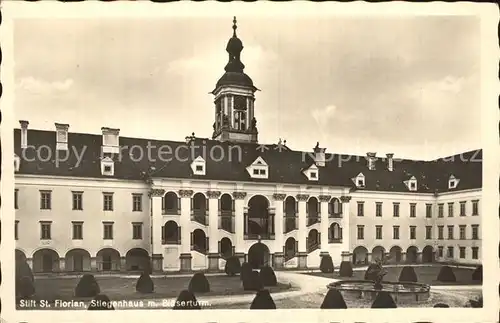 Linz Donau Stift St Florian Stiegenhaus mit Blaeserturm Kat. Linz