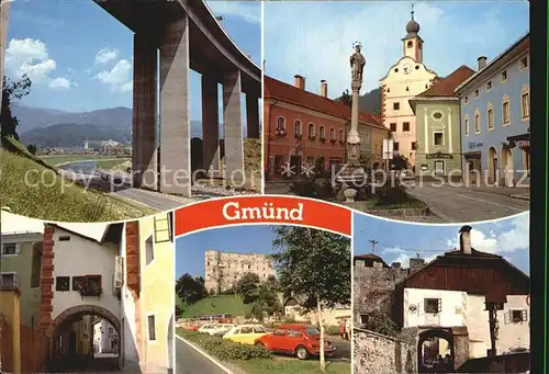 Gmuend Kaernten Mittelalterliche Stadt im Liesertal Viadukt Brunnen Kirche Kat. Gmuend in Kaernten