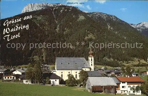 Waidring Tirol mit Steinplatte und Kirche Kat. Waidring