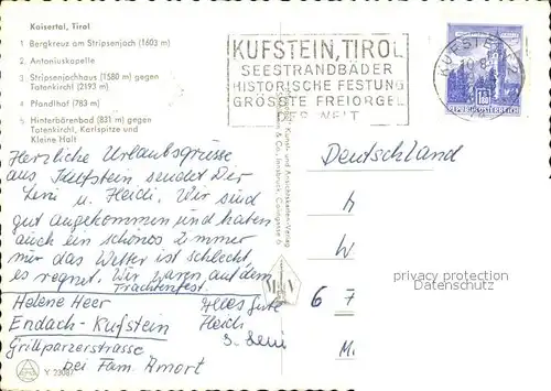 Kaisertal Bergkreuz Stripsenjoch Antoniuskapelle Stripsenjochhaus Pfandlhof Hinterbaerenbad Totenkirchl Kat. Kufstein