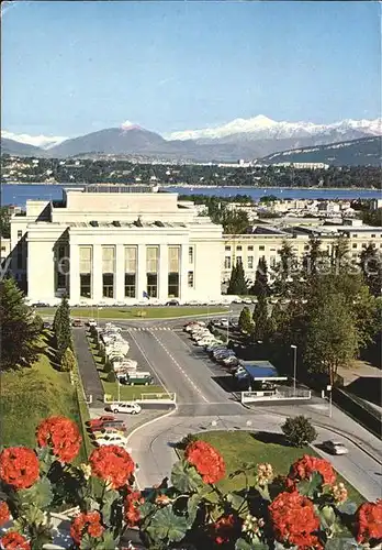 Geneve GE Le palais des Nations et le Mont Blanc Kat. Geneve