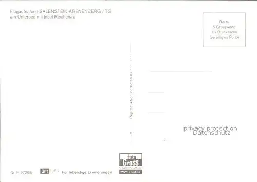 Salenstein TG Arenenberg Untersee Insel Reichenau Flugaufnahme Kat. Salenstein