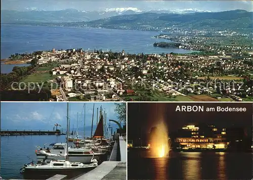 Arbon TG Bodensee Hafen Luftaufnahme Hotel Metropol Abendstimmung Kat. Arbon