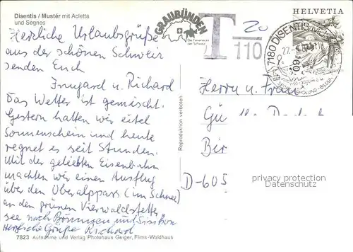 Disentis GR Fliegeraufnahme mit Acletta und Segnes Kat. Disentis