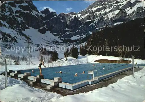 Leukerbad Schwimmbad im Winter Gemmipass Kat. Loeche les Bains