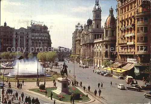 Valencia Valenciana Plaza del Caudillo Estatua ecuestre Denkmal Reiterstandbild Brunnen Kat. Valencia