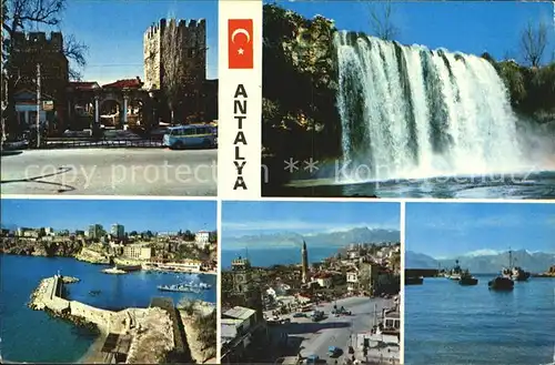 Antalya Hafen Panorama Turm Wasserfall Kat. Antalya