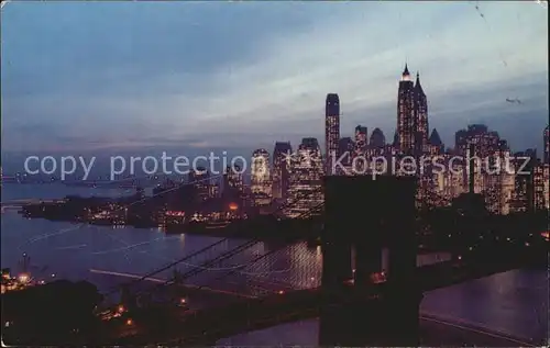 New York City Nightfall Brooklyn Bridge 