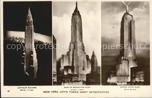 New York City Chrysler Bldg Bank of Manhattan Bldg Empire State Bldg