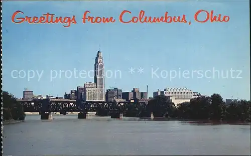 Ohio Columbus Skyline Scioto River Kat. Ohio