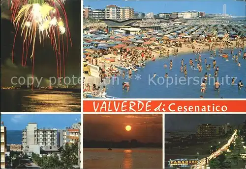 Valverde di Cesenatico Feuerwerk Strand Sonnenuntergang Nachtaufnahme