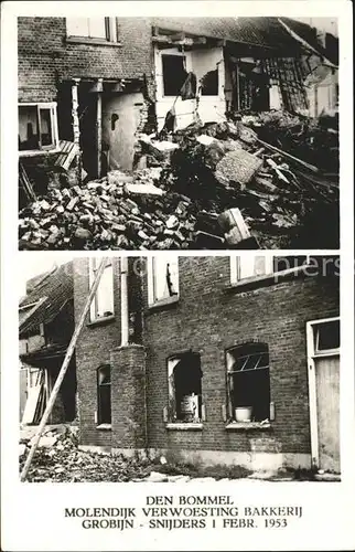 Bommel Molendijk Verwoesting Bakkerij Grobijn Snijders 1 Febr 1953