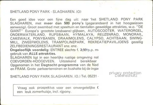 Slagharen Shetland Pony Park Karussell Schwimmbad Ponyreiten Restaurant