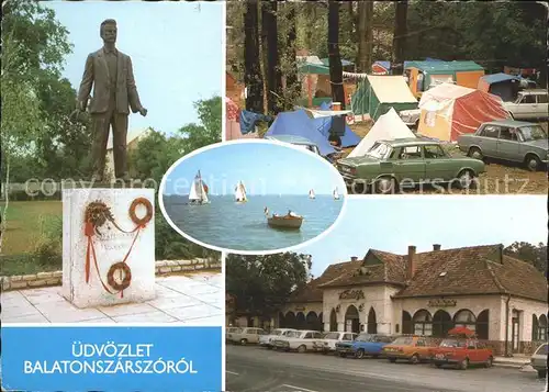 Balatonszarszoe Denkmal Jozsef Attila Campingplatz Segeln Restaurant