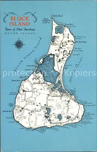 Rhode Island US State Block Island Town of New Shoreham Inselkarte
