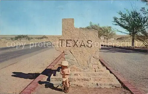 Texas US State Stone Marker und Kleinkind