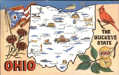 Ohio US State Map of the Buckeye State Flag