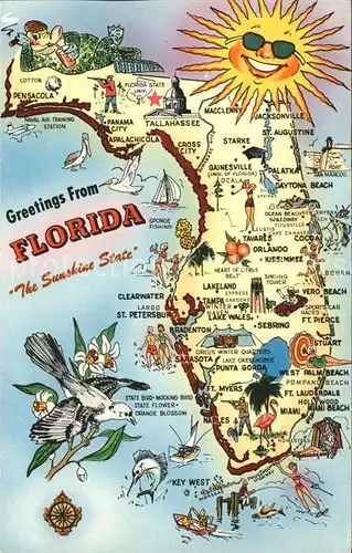 Florida US State Landkarte Sunshine State