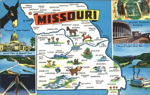 Missouri US State Karte und Sehenswuerdigkeiten