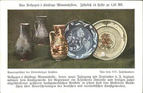 Haushalt Bauerngeschirr Siebenbuerger Sachsen XIX. Jahrhundert Kat. 