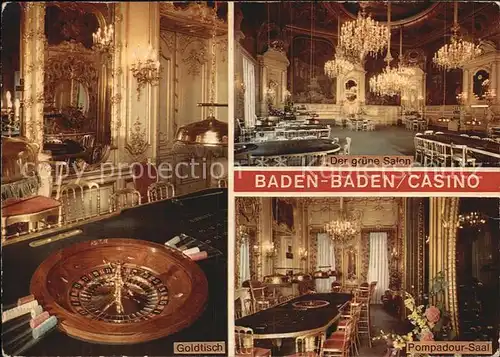 Casino Spielbank Baden Baden Goldtisch Pompadour Saal Gruener Salon  Kat. Spiel