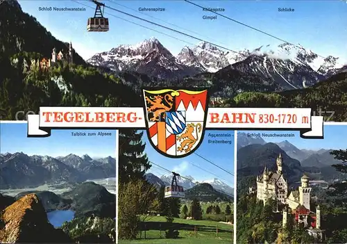 Seilbahn Tegelberg Schwangau Fuessen Schloss Neuschwanstein  Kat. Bahnen