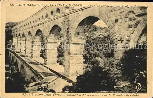 Bruecken Bauwerke Pont du Gard roemischer Aquaedukt Suedfrankreich Kat. Bruecken