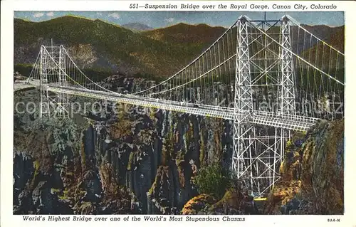 Bruecken Bauwerke Suspension Bridge Royal Gorge Canon City Colorado Kat. Bruecken