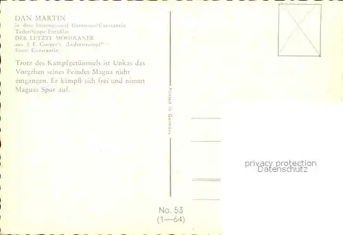 Kino Film Der letzte Mohikaner Dan Martin Nr. 53 /  /