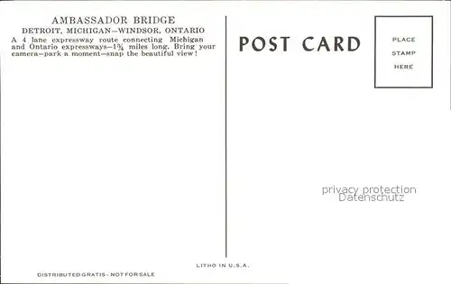 Bruecken Bauwerke Ambassador Bridge Detroit Michigan Windsor Ontario Kat. Bruecken