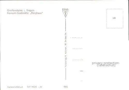 Greifensteine Erzgebirge Konsum Gaststaette Berghaus Kat. Typen